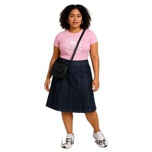 Axcess by Liz Claiborne Stretch Denim Skirt Size 16 Women’s Dark Wash A-Line Y2K